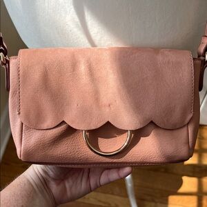 Lauren Conrad Pink Scalloped Crossbody Bag with Rose Gold Ring detail
